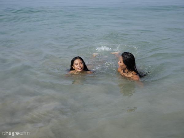 Chloe and Hiromi beach fun #52